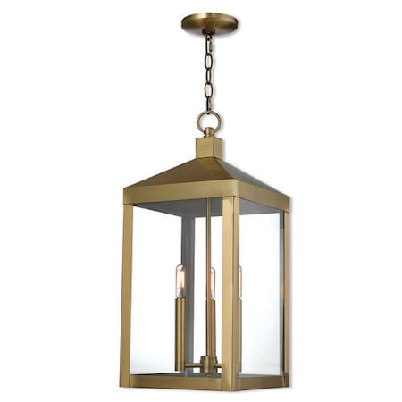 Livex Lighting Nyack 3 Light Antique Brass Outdoor Pend 20587-01